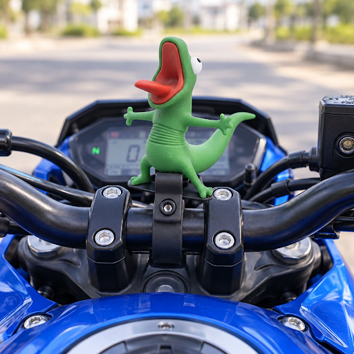 MotoPal Lizard fitted to a blue motorcycle